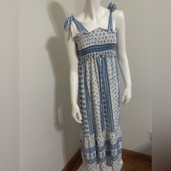 Zara blue and white printed midi dress size XS - Picture 6 of 9